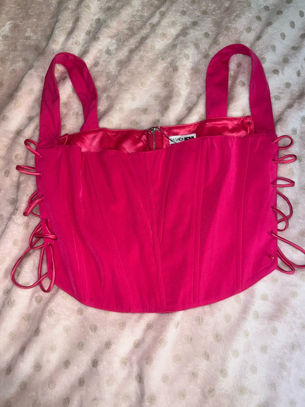 Fashion Nova Hot Pink Corset-Style Crop Top
